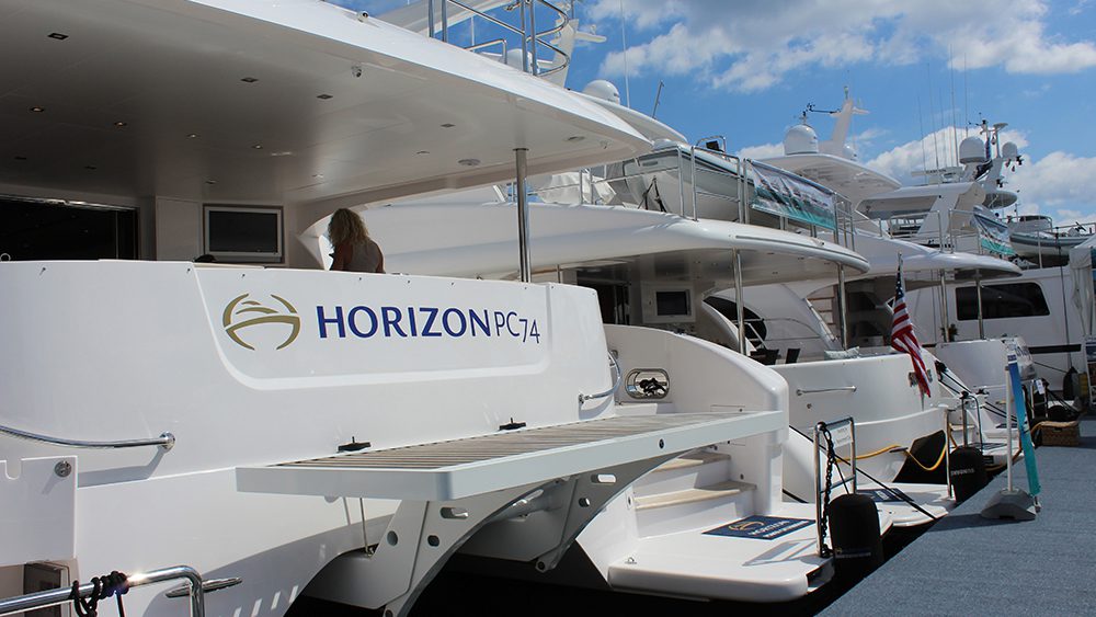 The Horizon PC74 during the boat show