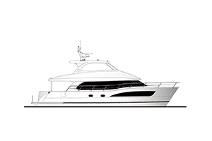 An advanced drawing of a luxury motor boat on a white background.