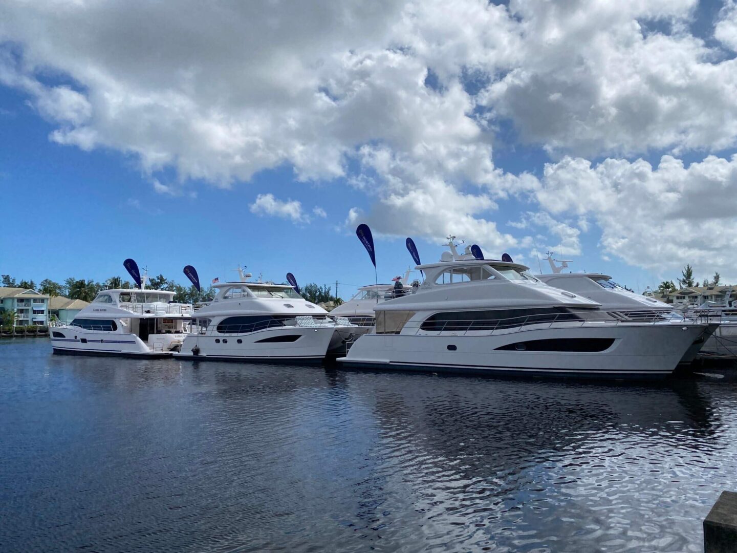 three yachts parked