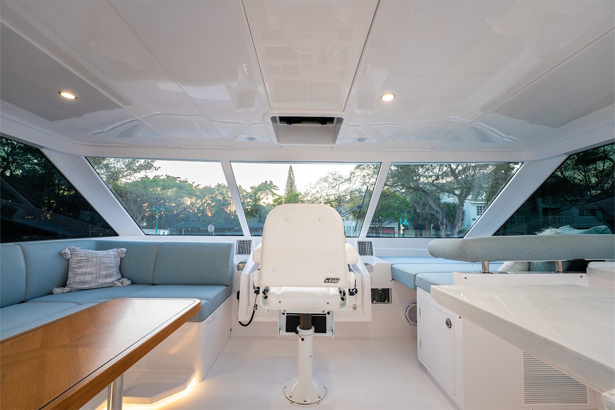 Horizon Power Catamarans PC52 at the Miami Boat Show 2024 flybridge