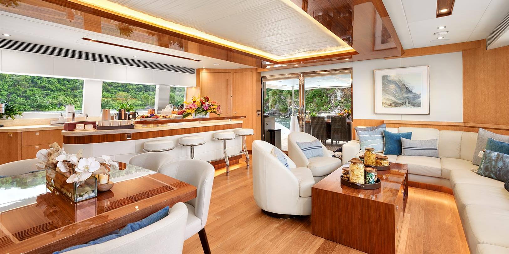 Horizon Power Catamarans PC74 SeaGlass Main Salon