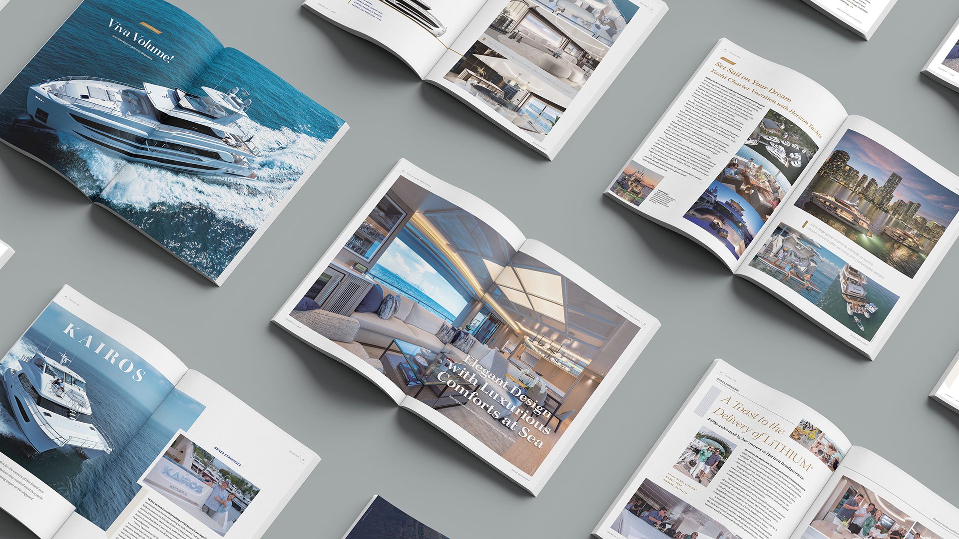 Multiple spreads of the brand publication volume 67